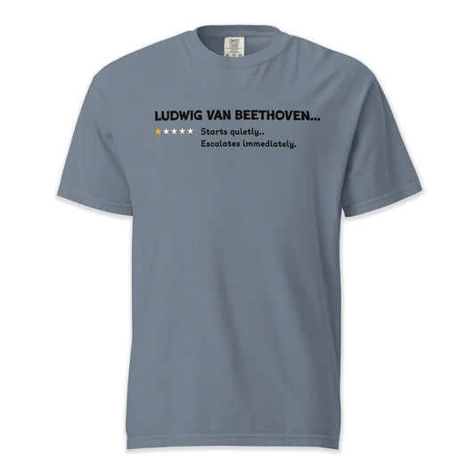 Ludwig Van Beethoven – One Star Review | Comfort Colors Premium Music T-Shirt
