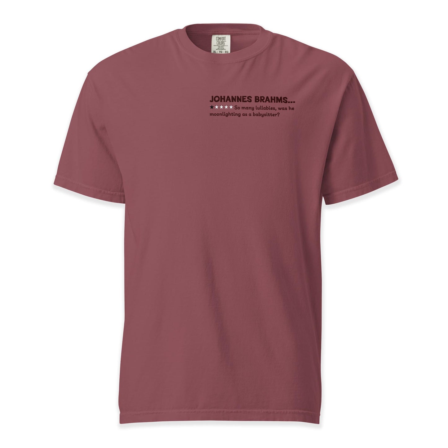 Johannes Brahms Mock Review T-Shirt | Comfort Colors Premium Music T-Shirt