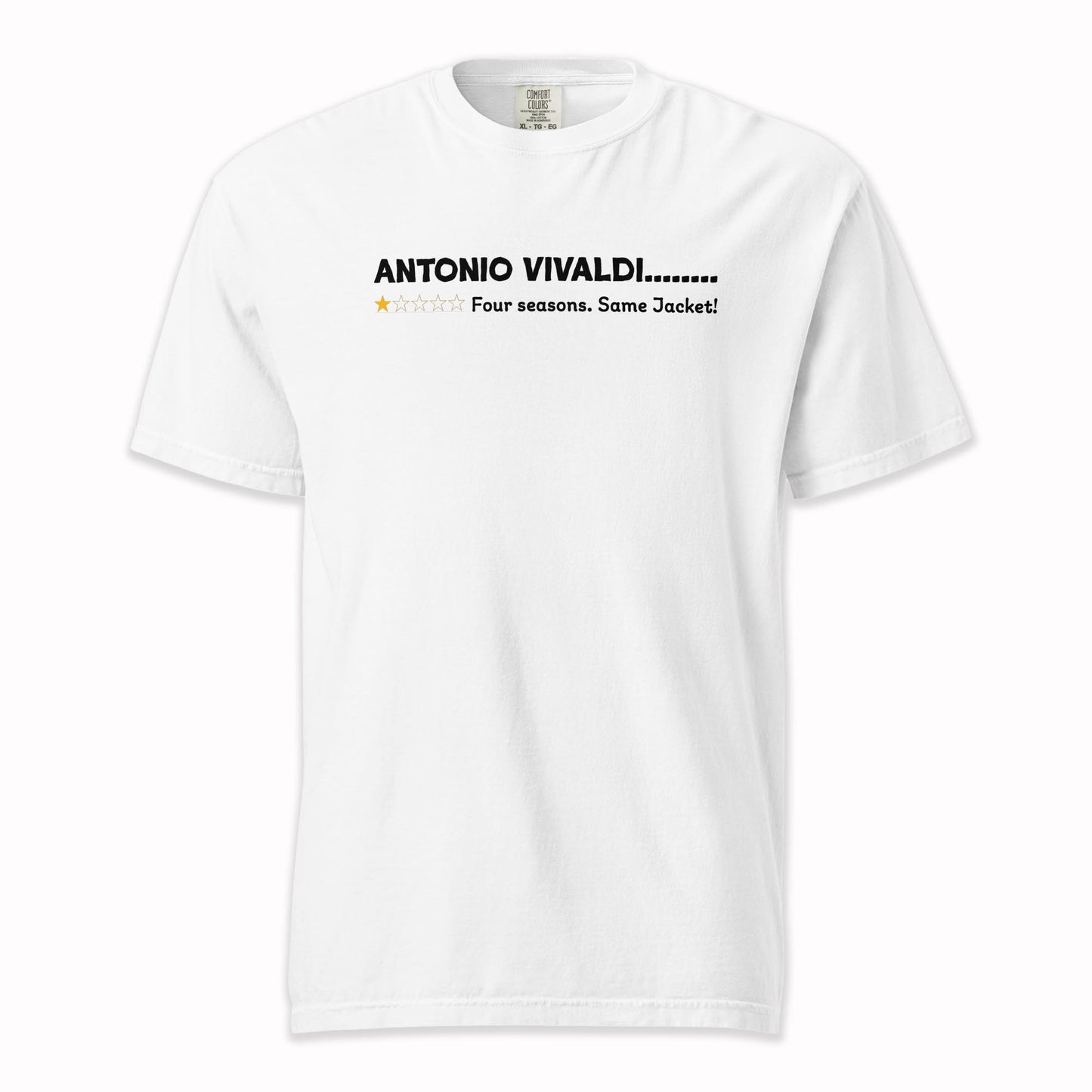 Antonio Vivaldi – Playful One-Star Review: Four Seasons, Same Jacket | Comfort Colors Premium Music T-Shirt