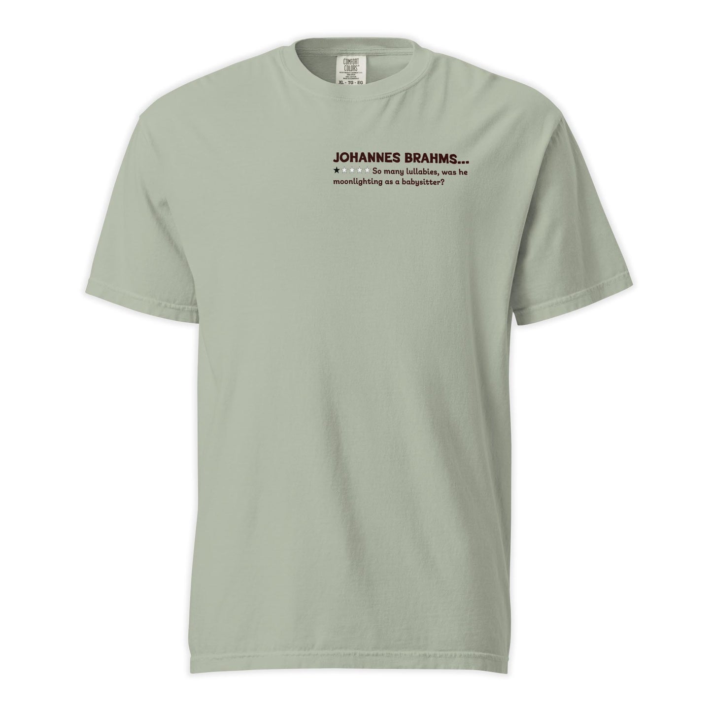 Johannes Brahms Mock Review T-Shirt | Comfort Colors Premium Music T-Shirt