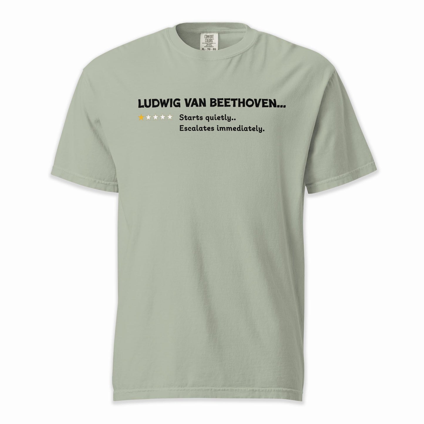 Ludwig Van Beethoven – Playful One Star Review | Comfort Colors Premium Music T-Shirt