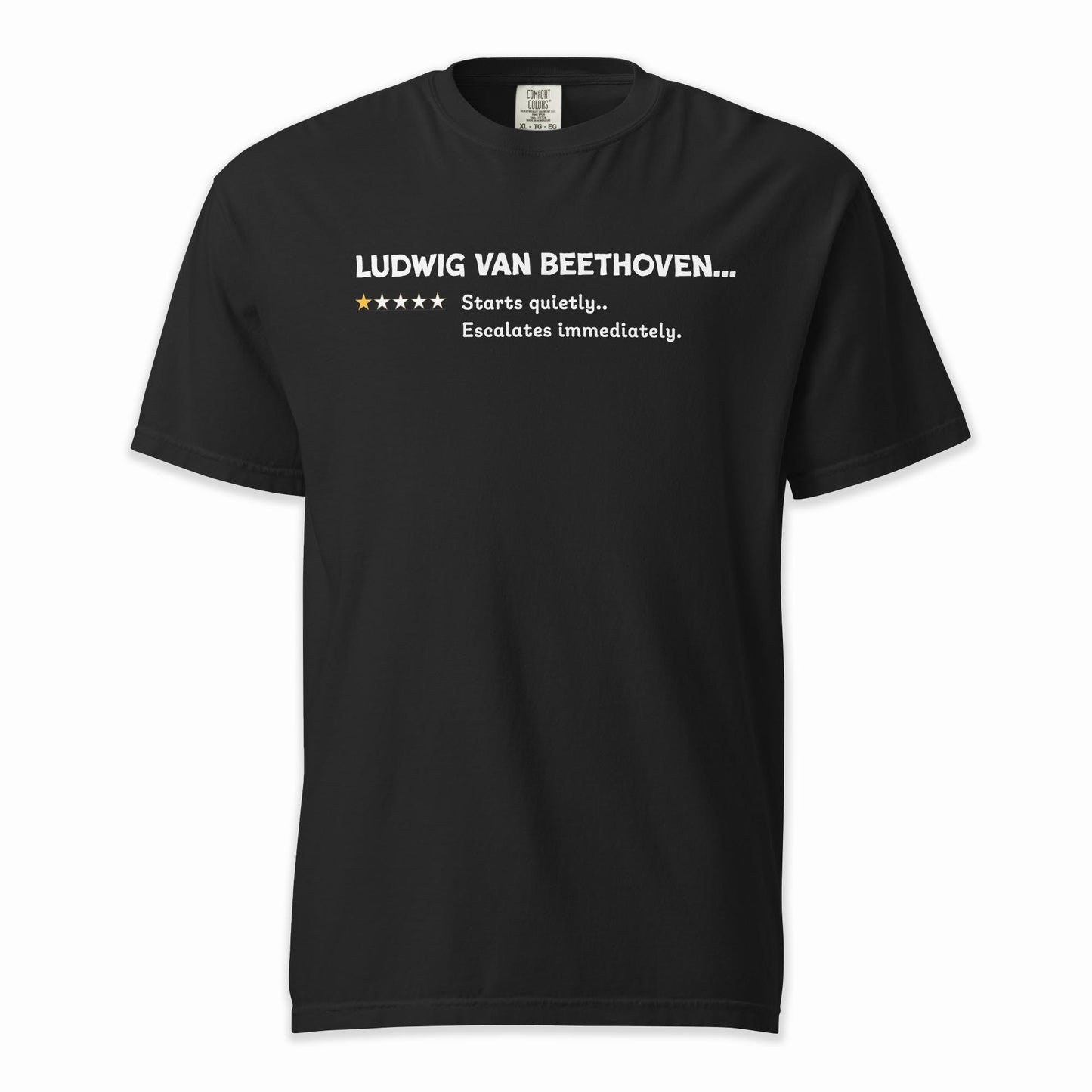 Ludwig Van Beethoven – Playful One Star Review | Comfort Colors Premium Music T-Shirt