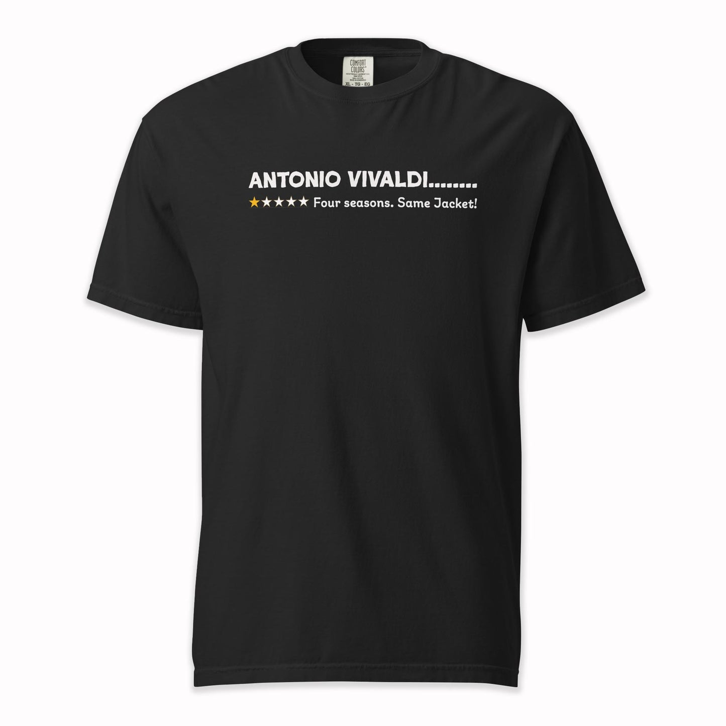 Antonio Vivaldi – Playful One-Star Review: Four Seasons, Same Jacket | Comfort Colors Premium Music T-Shirt