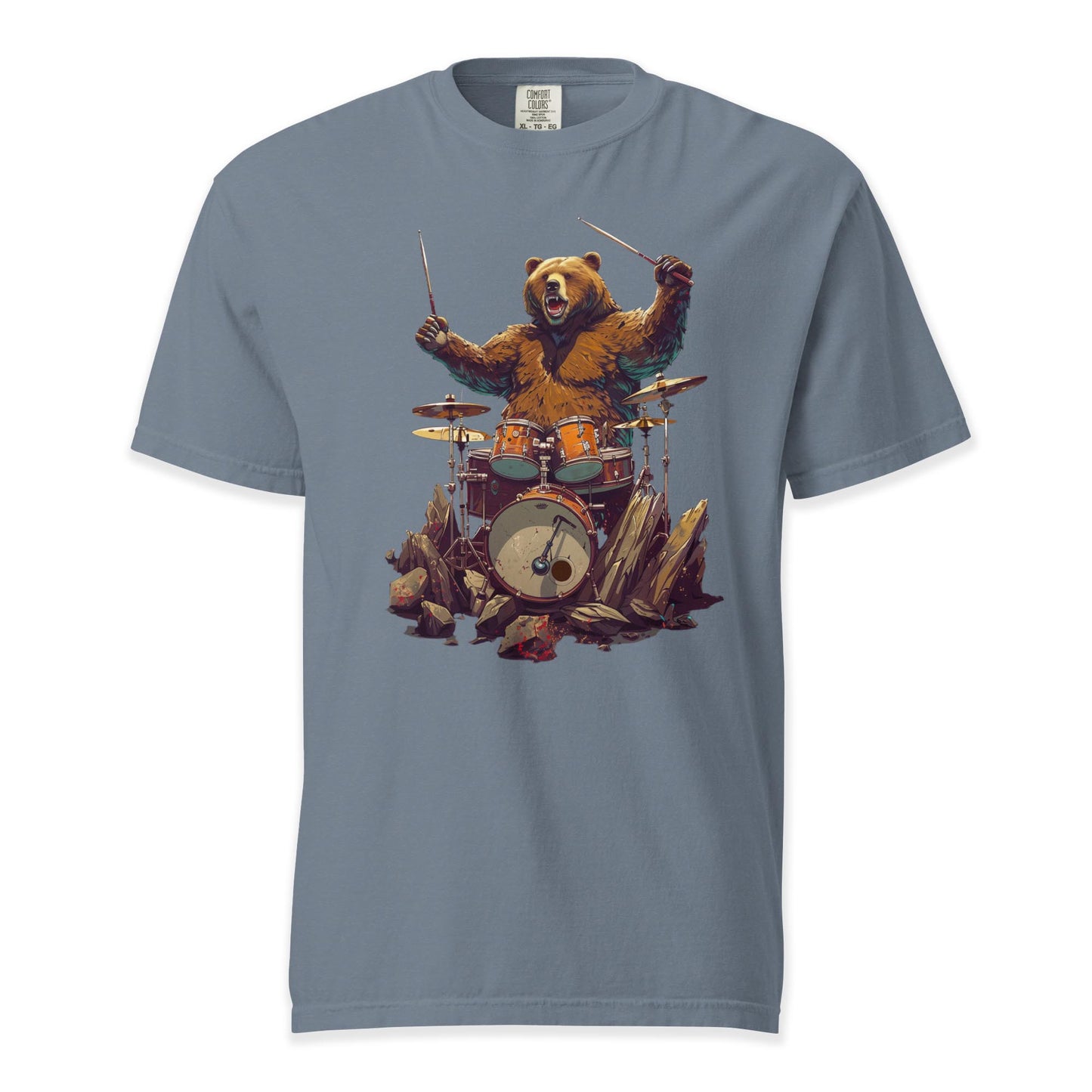 Riff & Ruin – Drum Bear Power | Comfort Colors Premium Music T-Shirt