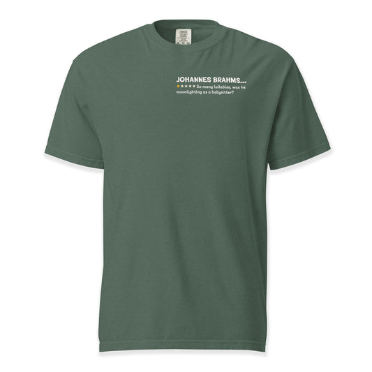 Johannes Brahms Mock Review T-Shirt | Comfort Colors Premium Music T-Shirt
