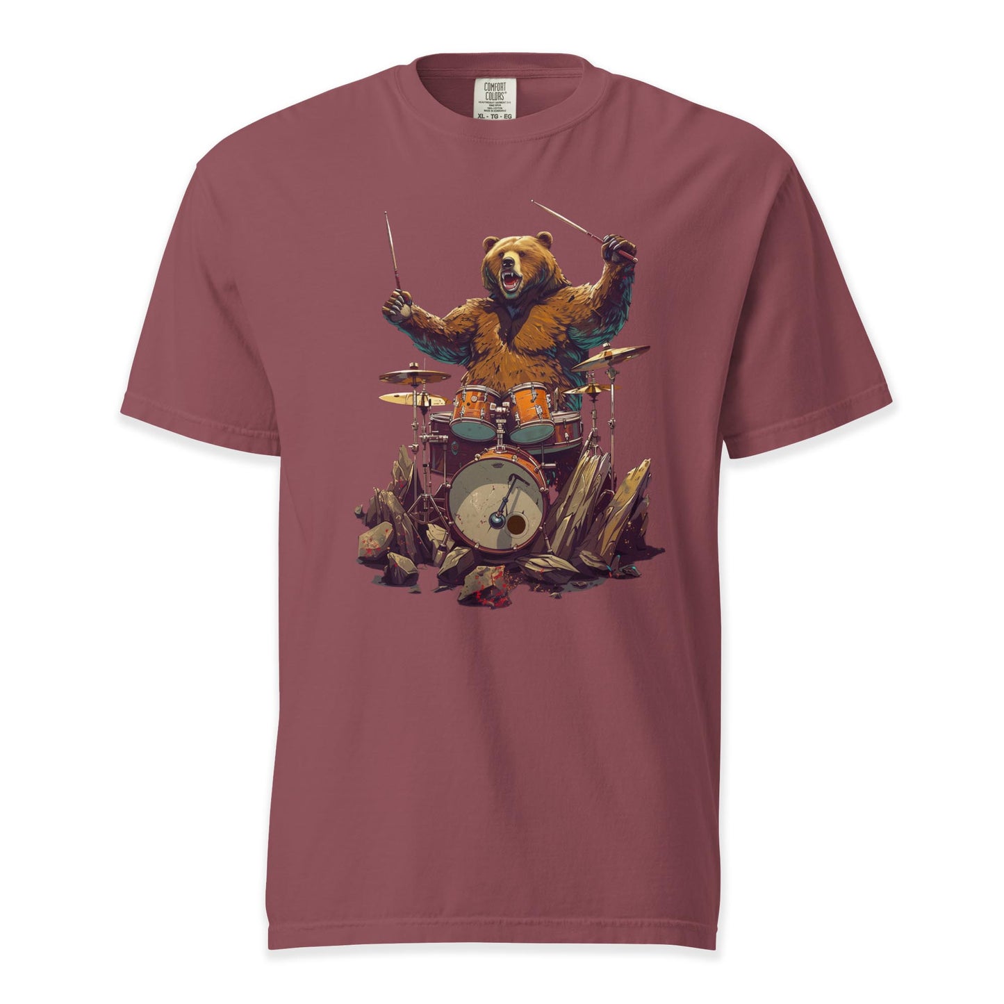 Riff & Ruin – Drum Bear Power | Comfort Colors Premium Music T-Shirt