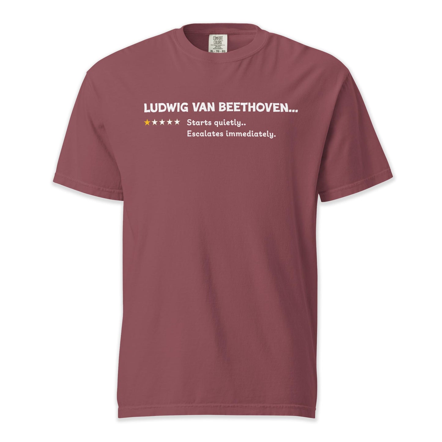 Ludwig Van Beethoven – Playful One Star Review | Comfort Colors Premium Music T-Shirt