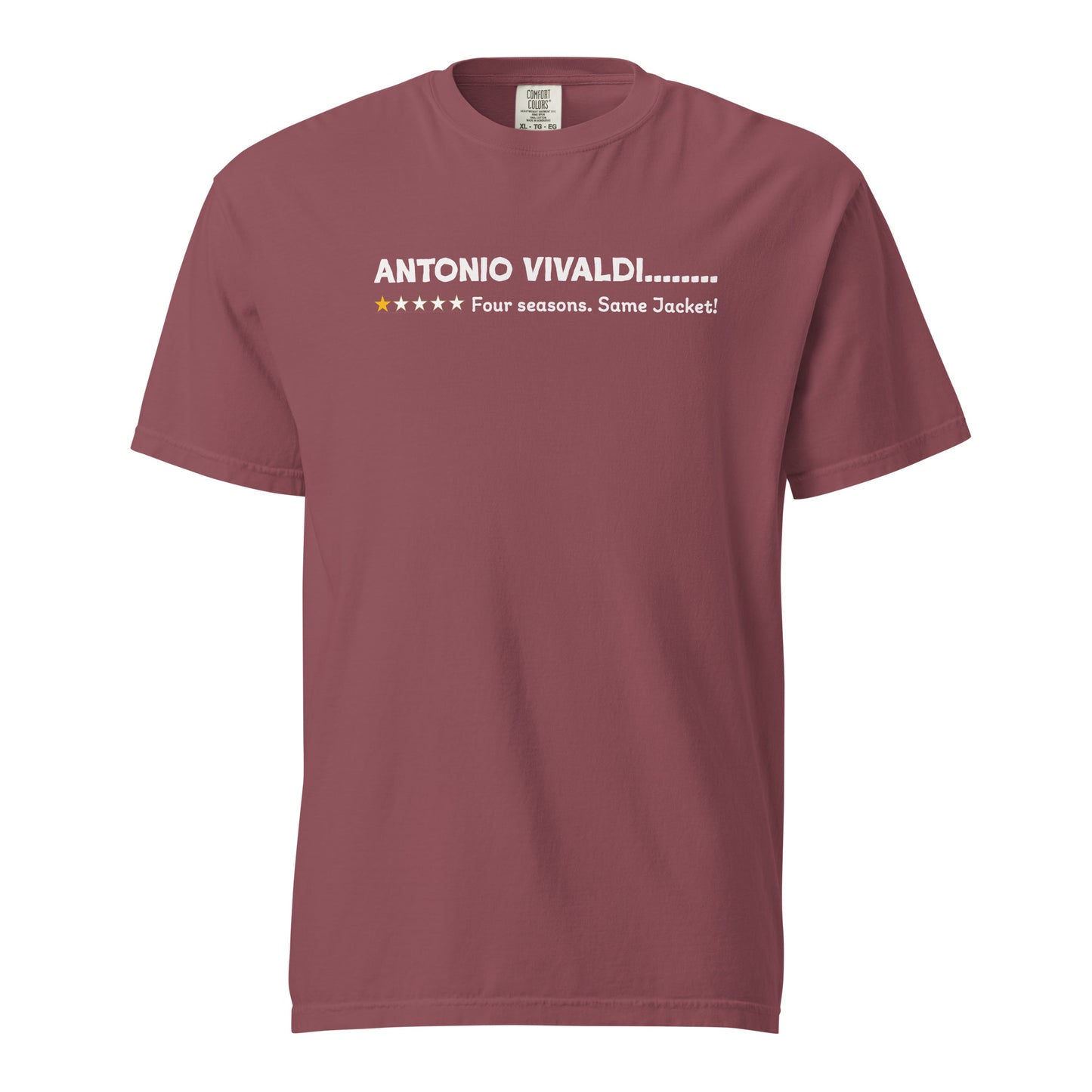 Antonio Vivaldi – Playful One-Star Review: Four Seasons, Same Jacket | Comfort Colors Premium Music T-Shirt