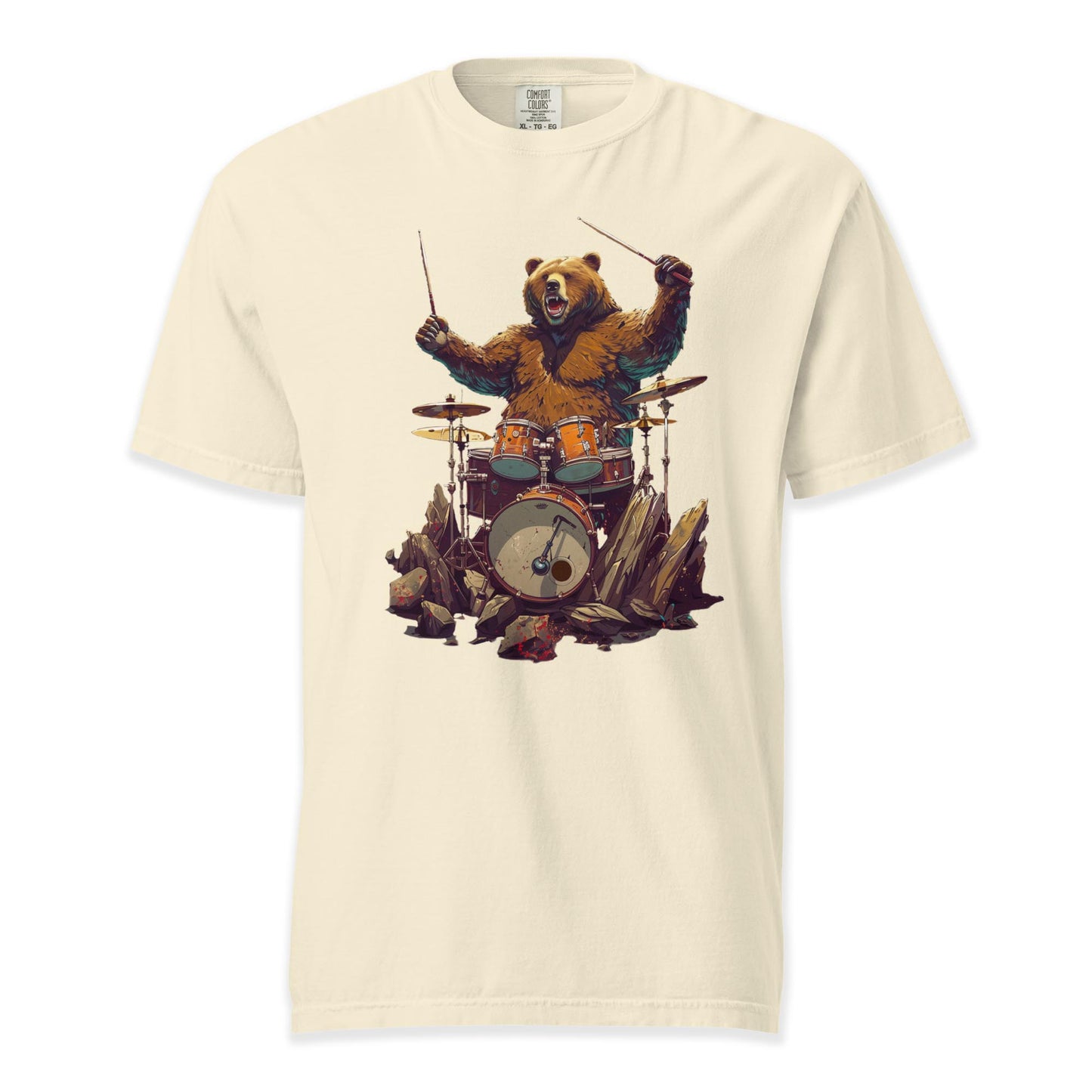 Riff & Ruin – Drum Bear Power | Comfort Colors Premium Music T-Shirt
