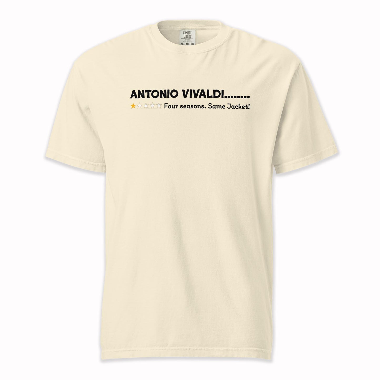 Antonio Vivaldi – Playful One-Star Review: Four Seasons, Same Jacket | Comfort Colors Premium Music T-Shirt