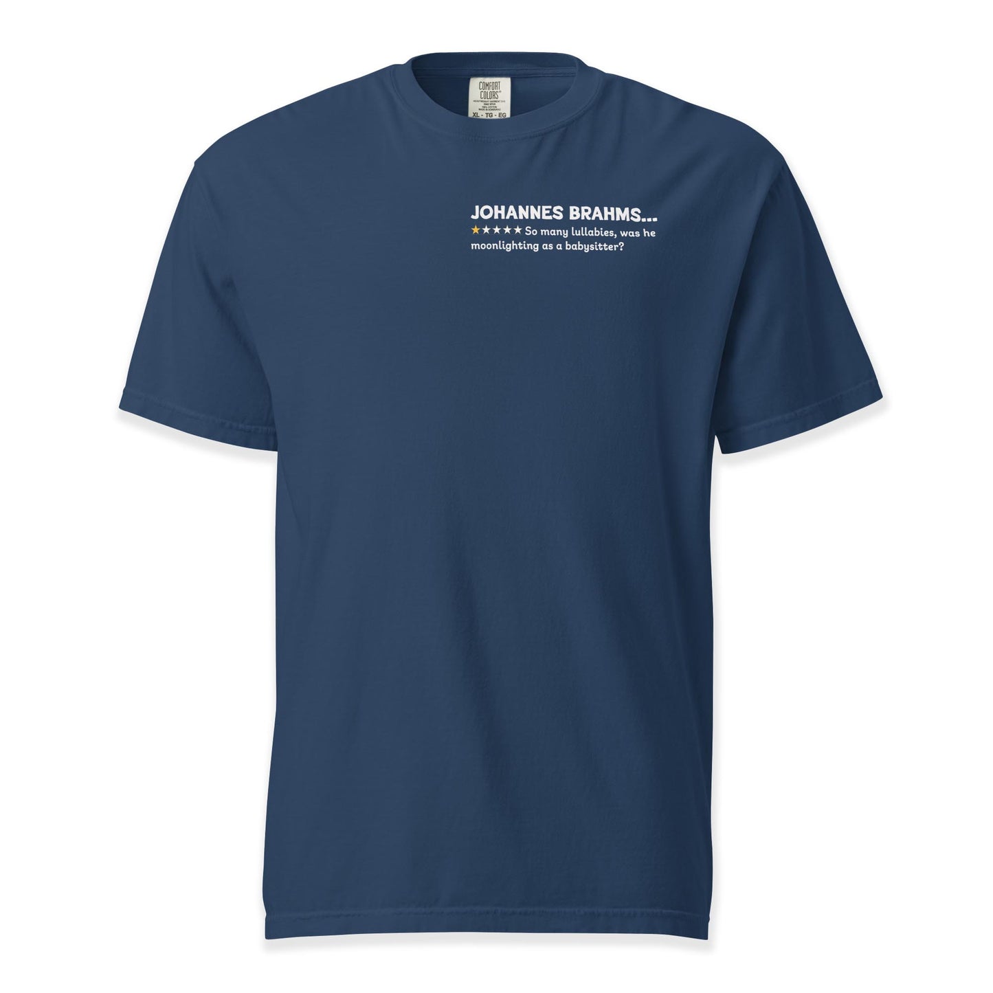 Johannes Brahms Mock Review T-Shirt | Comfort Colors Premium Music T-Shirt