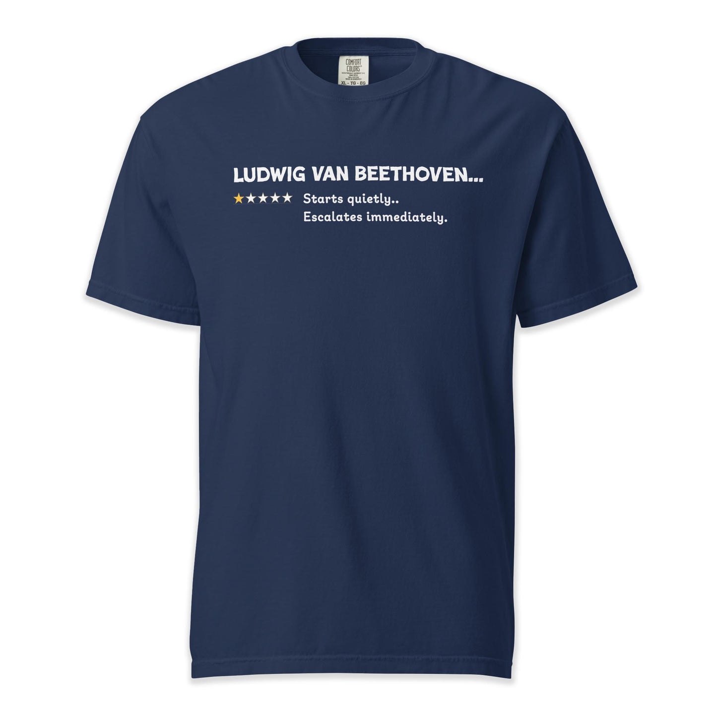 Ludwig Van Beethoven – Playful One Star Review | Comfort Colors Premium Music T-Shirt