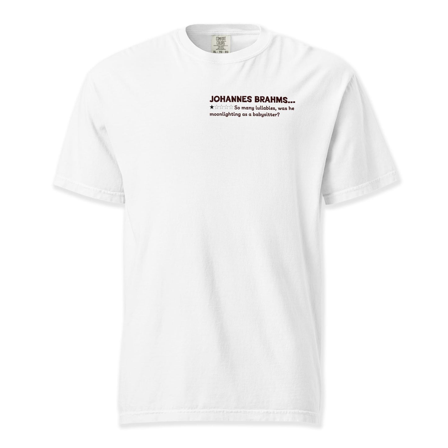 Johannes Brahms Mock Review T-Shirt | Comfort Colors Premium Music T-Shirt