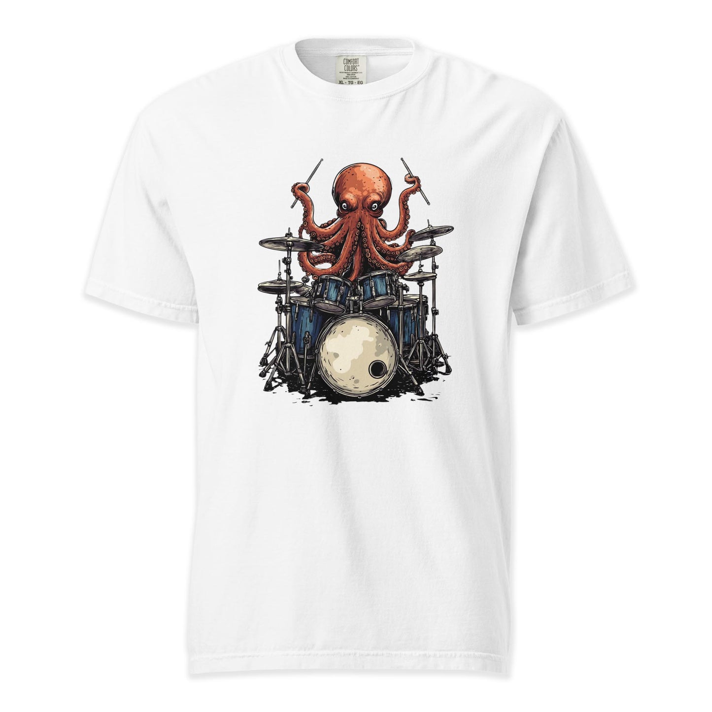 Eight Arms of Rhythm – Octopus Drummer | Comfort Colors Premium Music T-Shirt