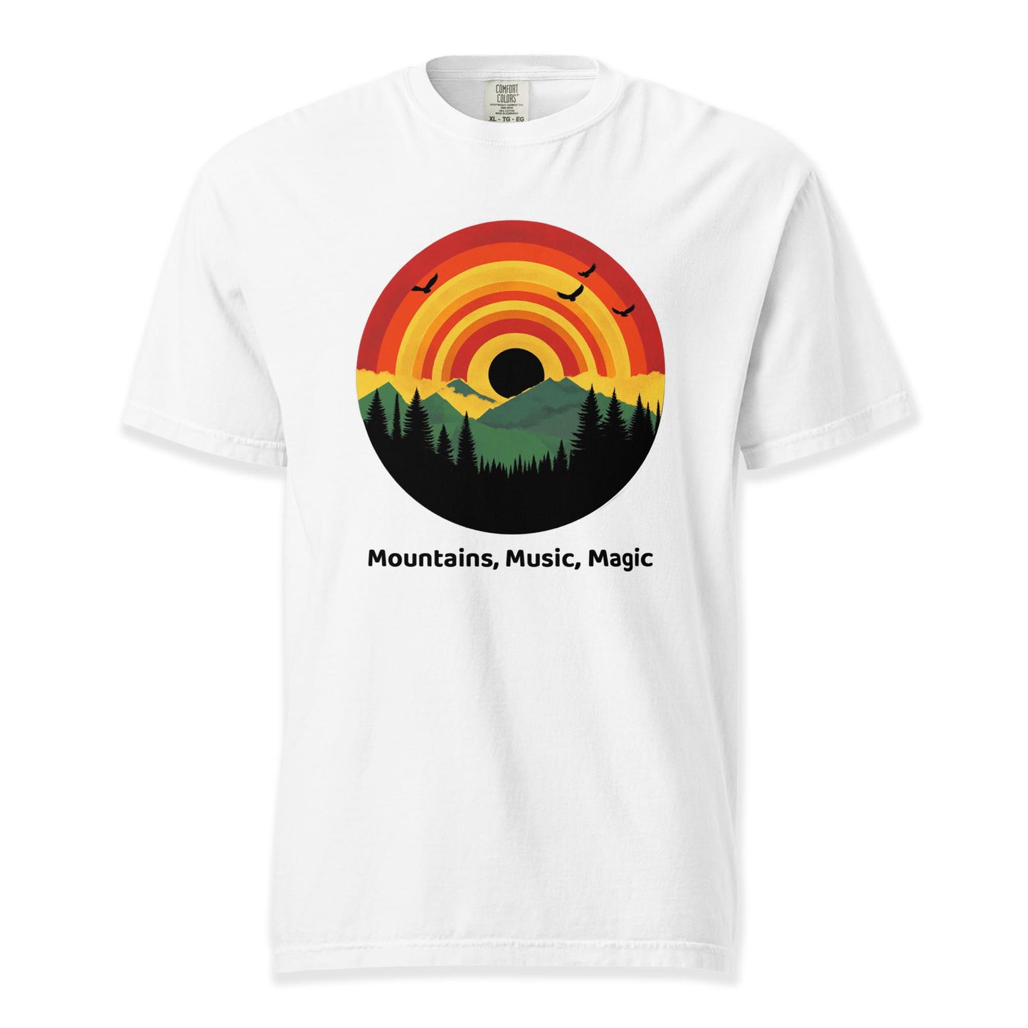 Mountains, Music, Magic T-Shirt | Comfort Colors Premium Music T-Shirt