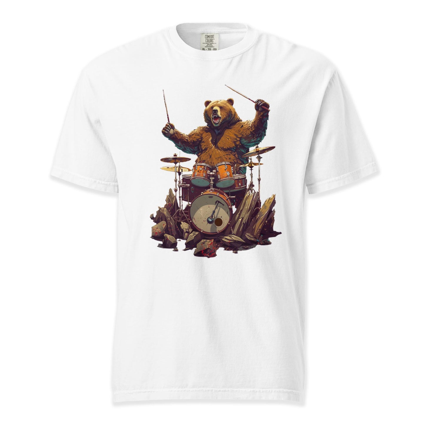 Riff & Ruin – Drum Bear Power | Comfort Colors Premium Music T-Shirt