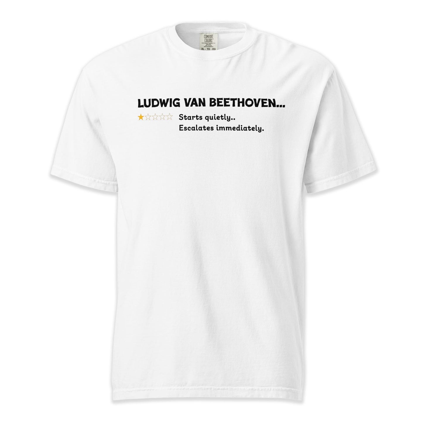 Ludwig Van Beethoven – Playful One Star Review | Comfort Colors Premium Music T-Shirt